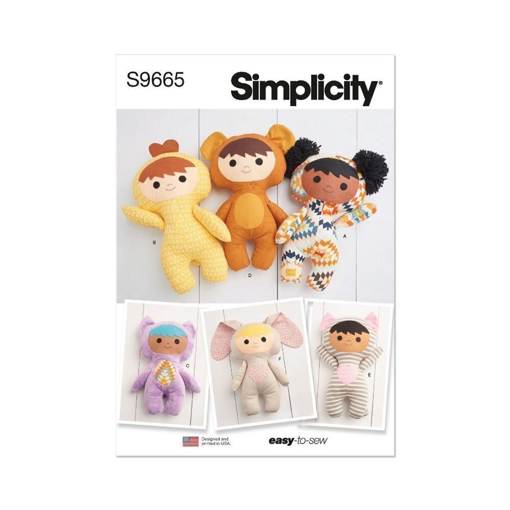 Simplicity Sewing Pattern 9665 R11710 Plush Dolls 14.5"